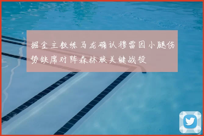 掘金主教练马龙确认穆雷因小腿伤势缺席对阵森林狼关键战役